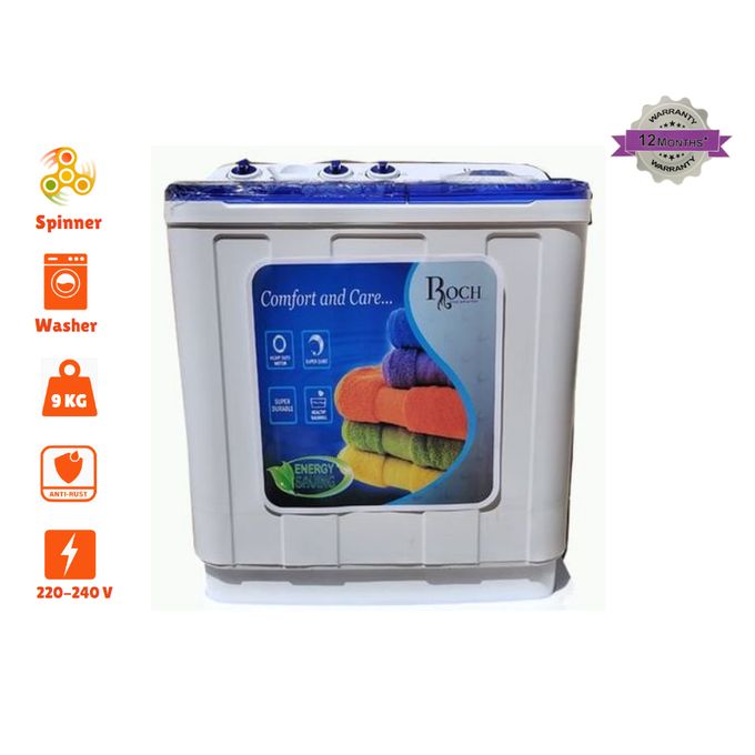 Black Friday deal🔥75% off, today only!🔥Roch 7Kg Twin Tub Semi Automatic Washing Machine - RWM-910TT-J(W) - White/Blue