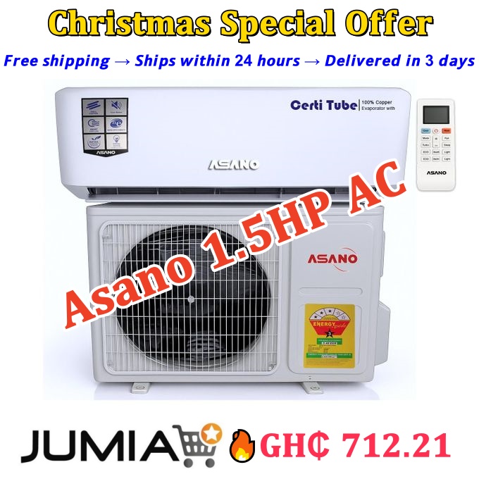 🎄Christmas Special Offer🔥75% off, today only!🔥Asano Energy Saving-Low Noise 1.5 HP - Split Air Conditioner- R410A Gas - White