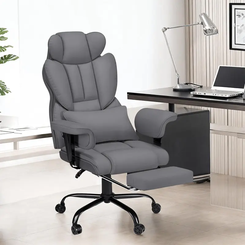 Big and Tall Executive Office Chair - Heavy-Duty Ergonomic Gaming Chair with Adjustable Armrests, Massage Lumbar Support, USB-Powered Massage, Wide Seat Cushion