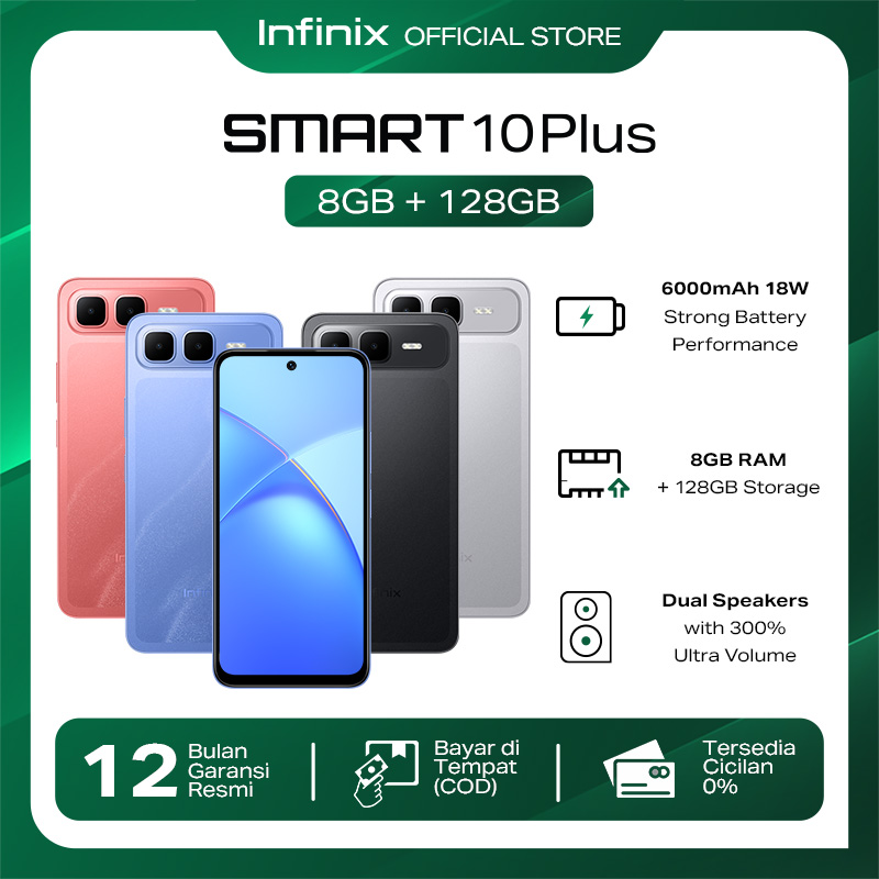Infinix Smart 10 Plus 8/128GB - Up to 16GB Extended RAM - 6.67 inch 120Hz HD+ - T7250 - 6000 mAh
