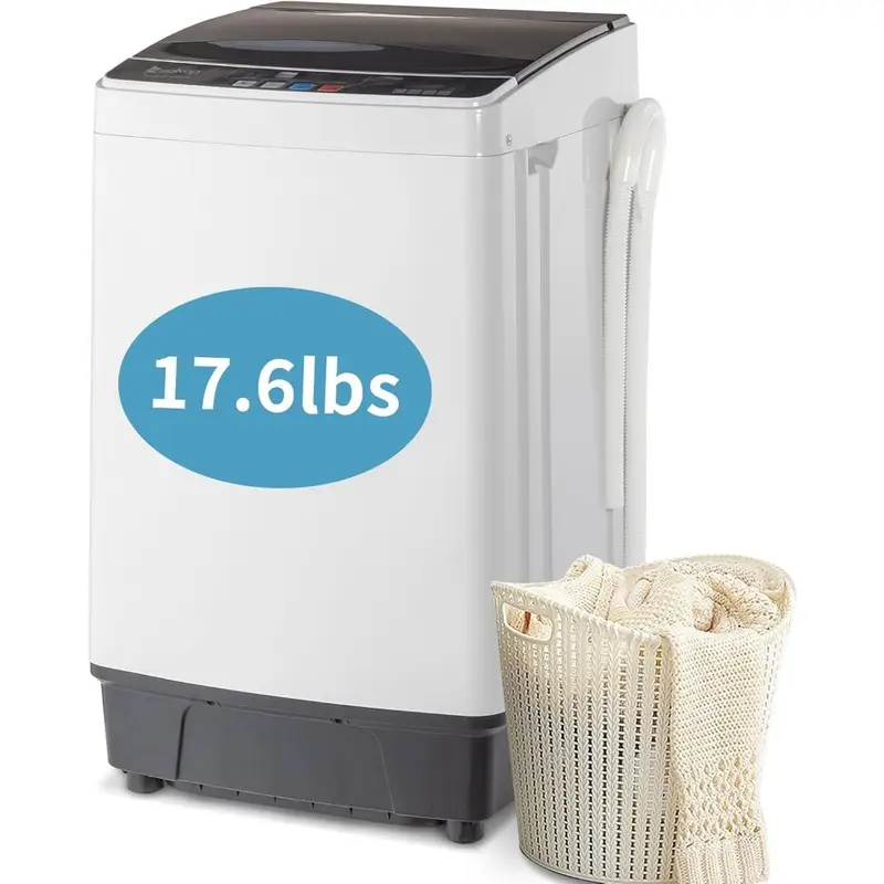 Full Automatic Washing Machine, 15.6/17.6/17.8/25Lbs Top Load Portable Washer with Drain Pump, 10 Wash Programs 8 Water Level Washer and Dryer Combo, 2 in 1 Washer and Dryer for Apartments, RV, Camping