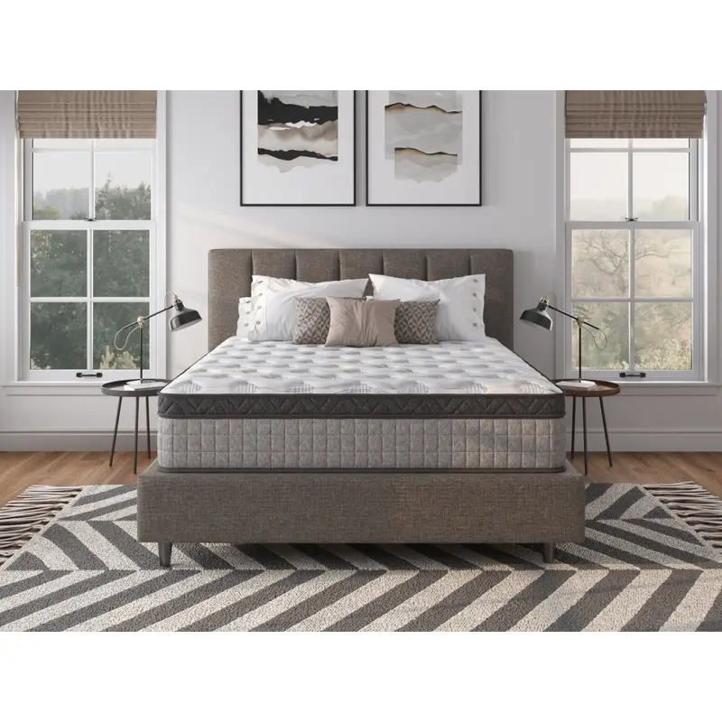 Assembled In USA - 12" Queen Diamond Innerspring Hybrid And Cooling Gel Memory Foam Mattress, Pressure Relief, And Motion Isolation