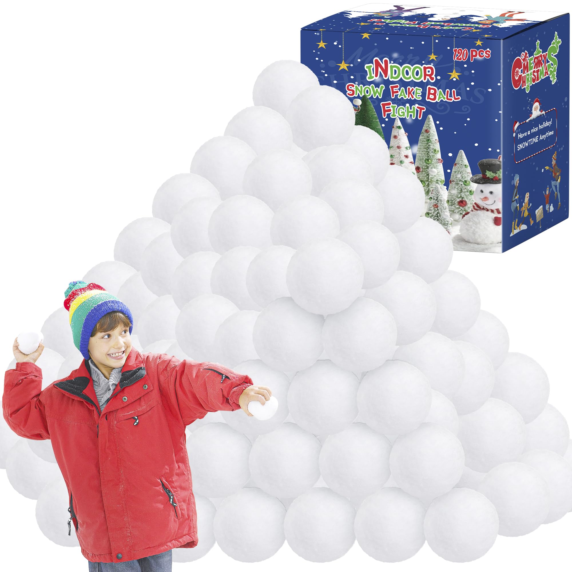 🎄2025 Christmas Sales🎅120 Pack Fake Snow Balls, Soft Snow Ball Fight Set, Plush Snow Balls for Kids Indoor, White Artificial Snow Balls Toys for Parent-child Winter Indoor Outdoor Christmas Party Games Xmas Present Decor