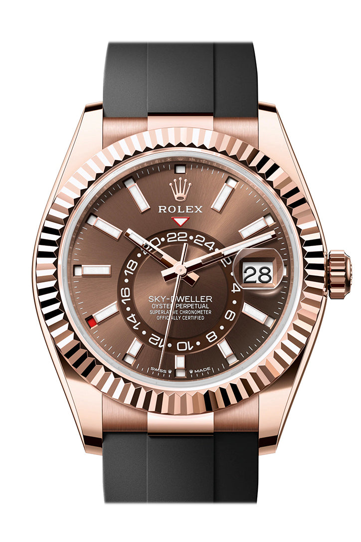 Sky Dweller 42 Chocolate Dial Rose Gold Mens Watch 336235