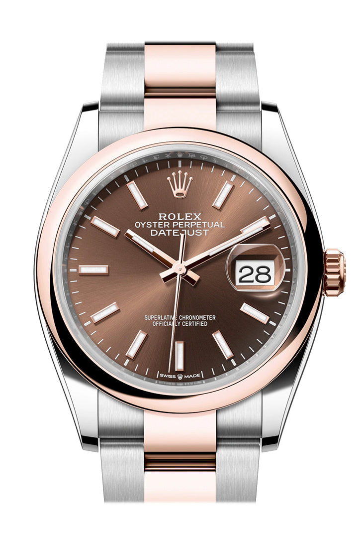 Datejust 36 Chocolate Dial Dome Rose Gold Two Tone Oyster Watch 126201