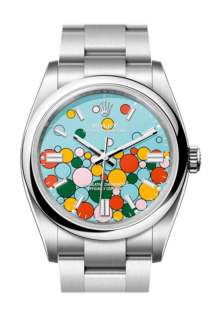 Oyster Perpetual 36 Turquoise Blue Celebration-motif Dial Stainless Steel Oyster 126000