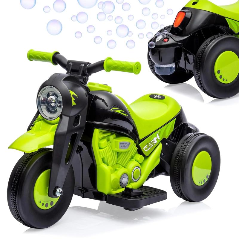 🎉Buy 1 get 1 free🎉GARVEE 3-Wheel Electric Motorcycle with Bubble Function, Led Headlights, Music, Pedal, Forward/Reverse - Ride-On Toy in Multiple Colors
