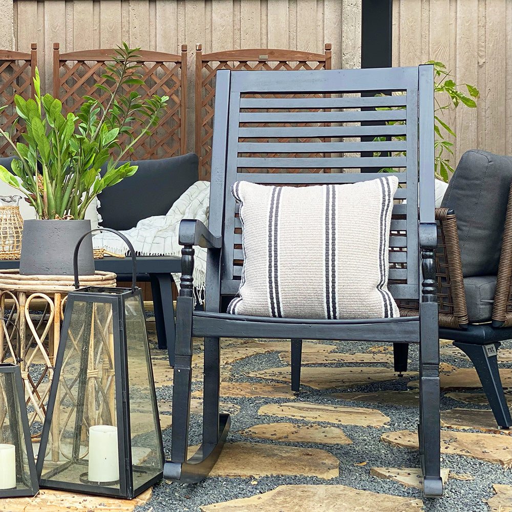 [Limited time sale] PHI VILLA Outdoor 1 Piece Acacia Wood Rocking Chair Garden Rocker Chair