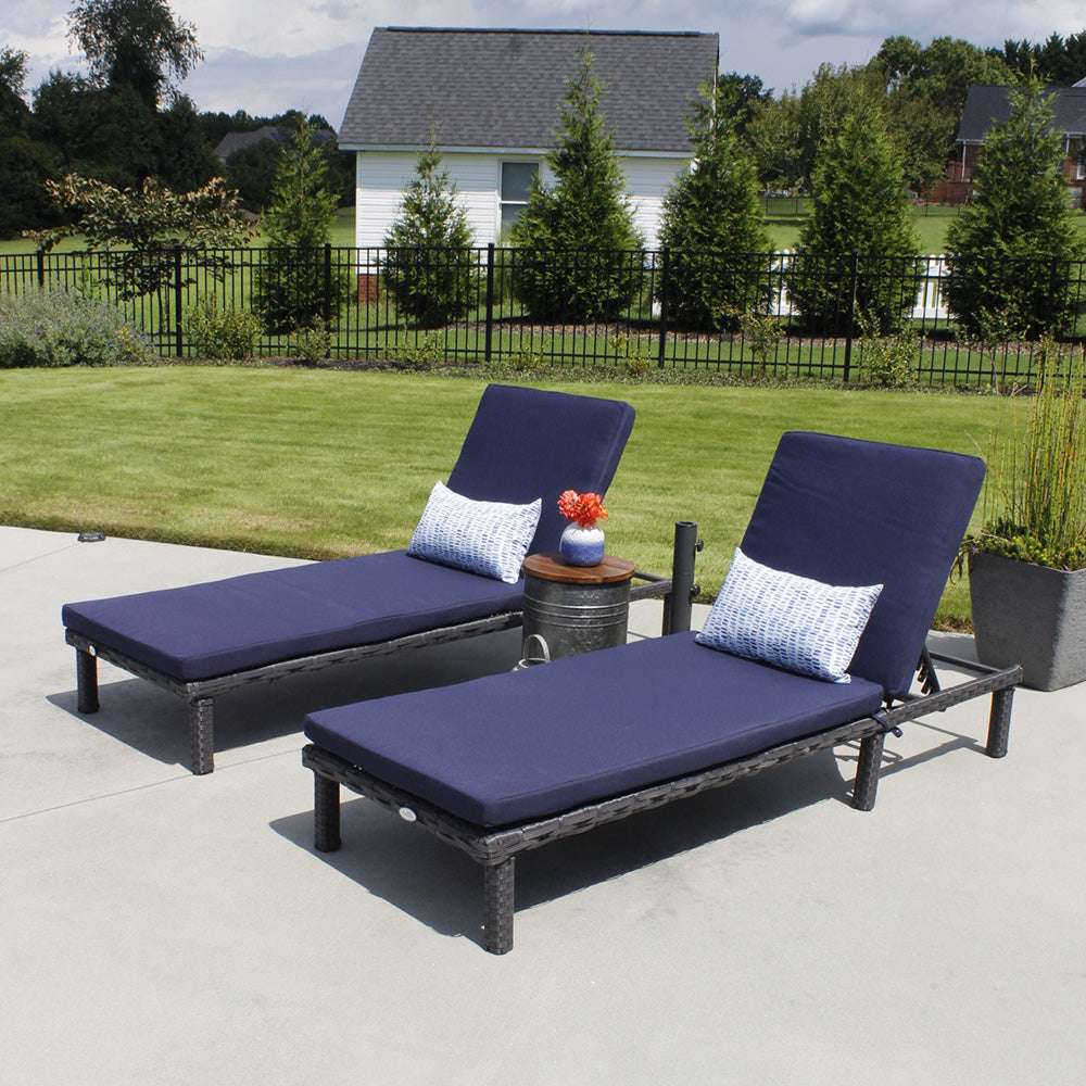 [Limited time sale] PHI VILLA 2-Piece Outdoor Rattan Chaise Recliner Lounge Chair