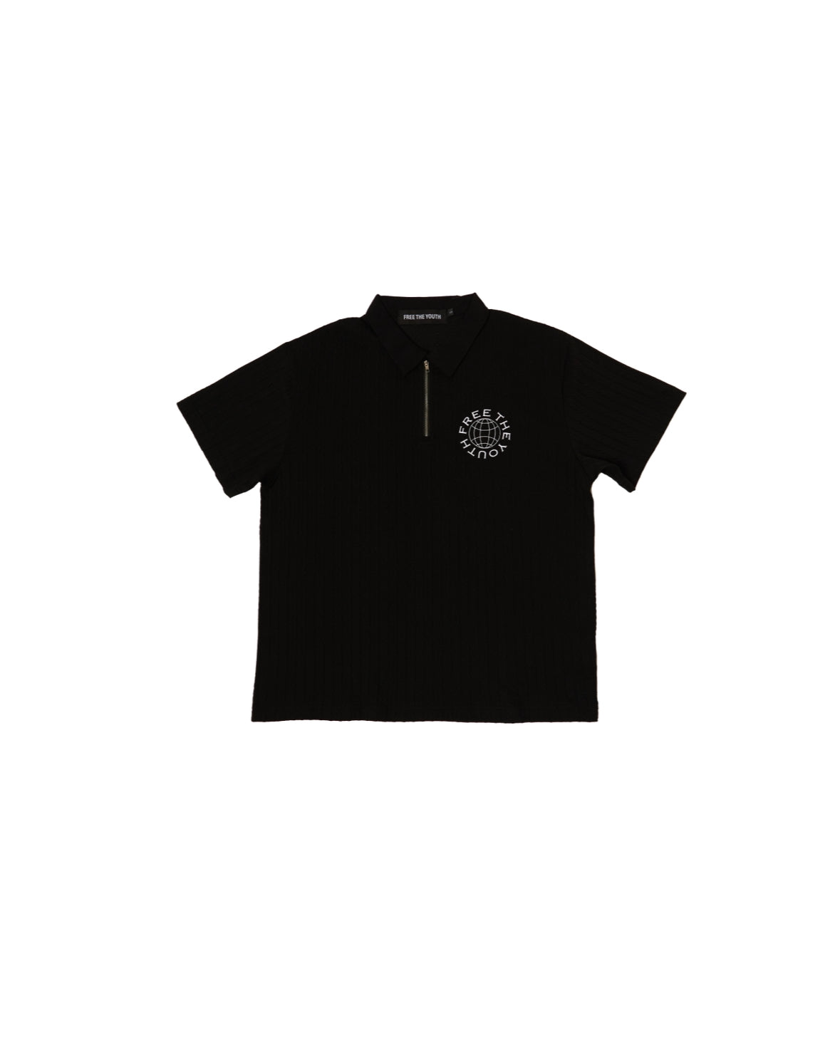 FTY LOGO ZIP-UP POLO SHIRT - BLACK
