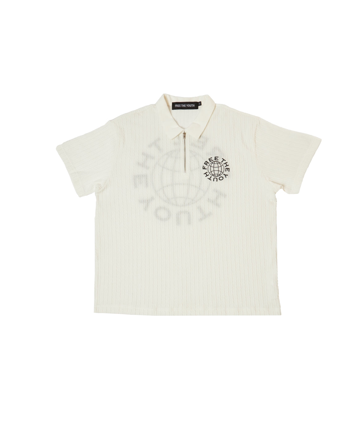 FTY LOGO ZIP-UP POLO SHIRT - WHITE