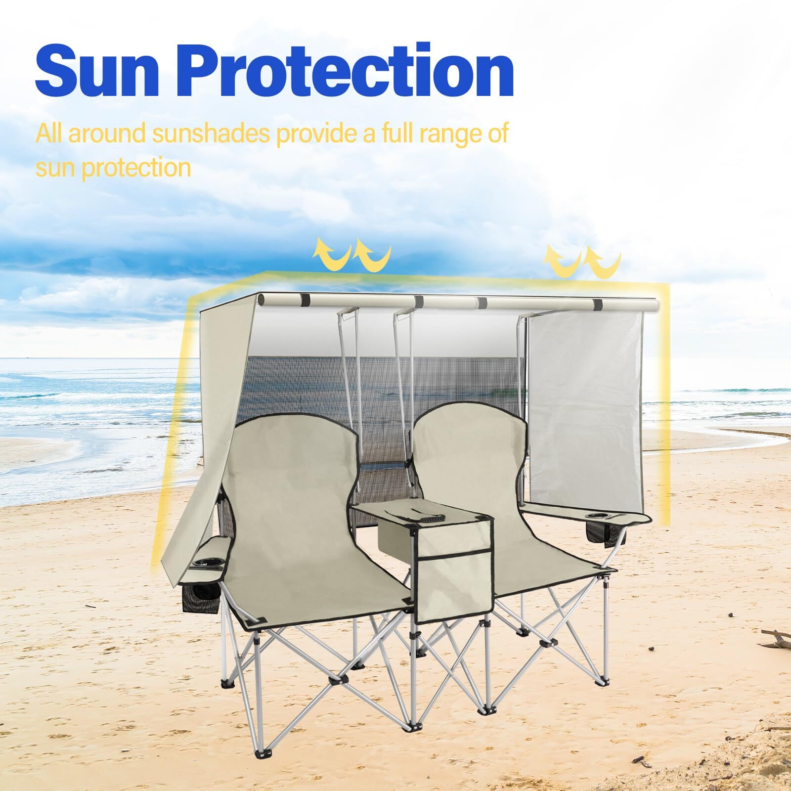 ✨Buy 1 Get 1 Free🪑Portable double camping chair with sunshade