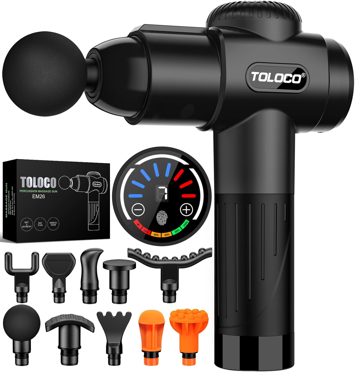 🎄2025 Christmas Sales🎅TOLOCO massage gun, a deep tissue back massager to relieve pain, an impact massager with 10 massage heads and a quiet brushless motor, a Christmas gift suitable for both men and women.