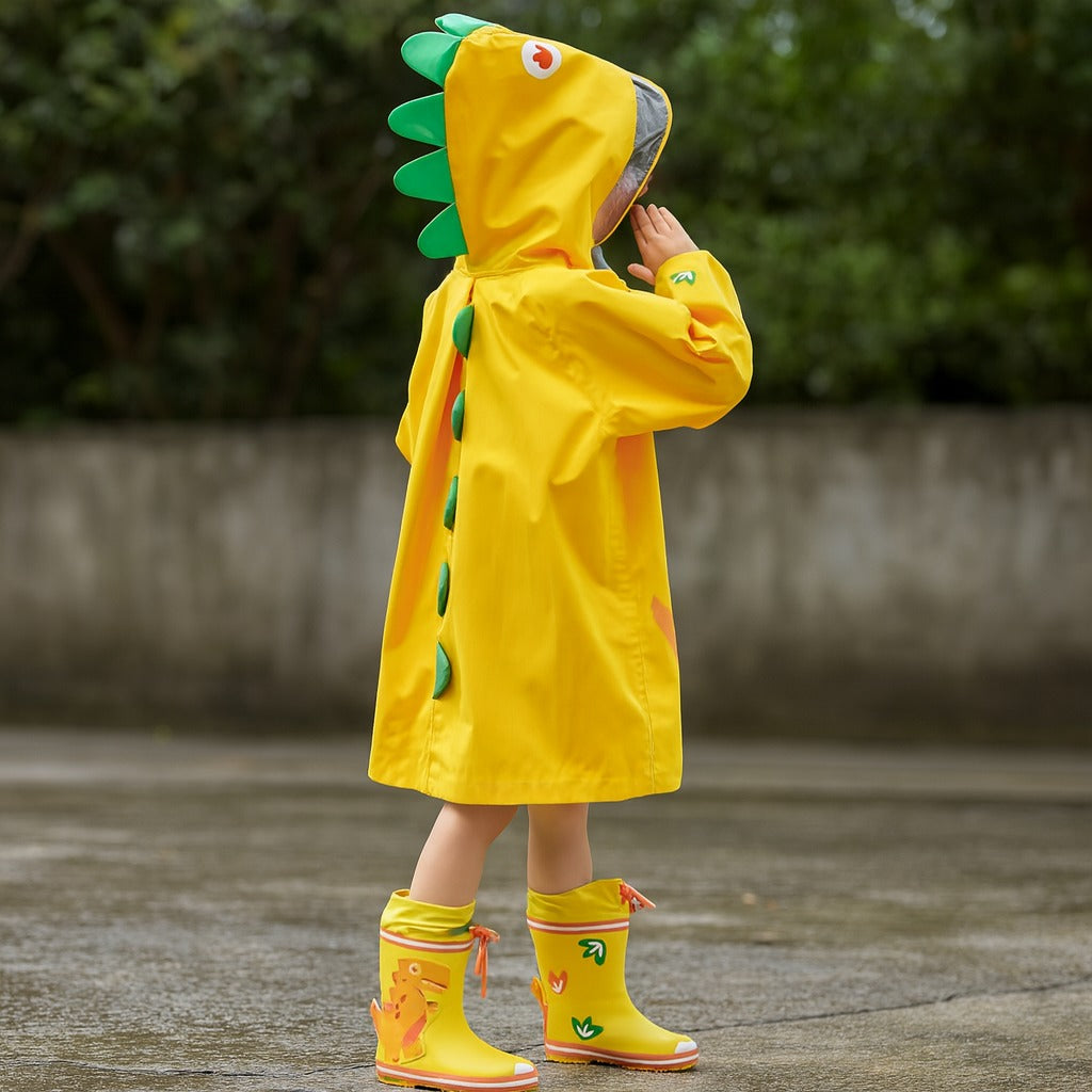 🎄2025 Christmas Sales🎅🌟Buy 1 Get 1 Free🌟Happy Dinosaur Outdoor Hooded Kids Raincoat