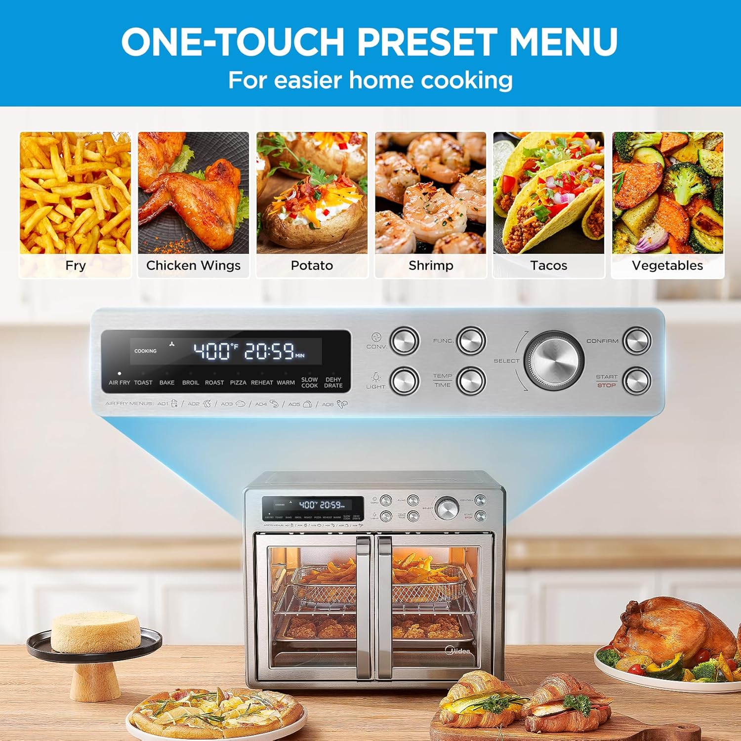 🔥Clearance sale🔥Extra Large Air Fryer Countertop Oven 10-in-1 Combo, 25% Faster Cooking and 90% Less Oil, Stainless Steel
