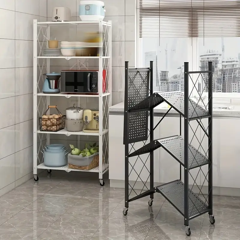 3/4/5-Tier Office Storage Rack, With Wheeled Multi-layer Storage Shelves, Mobile Floor-standing Multifunctional Miscellaneous Storage Rack, Foldable File Rack, Storage Supplies, Standing Shelf