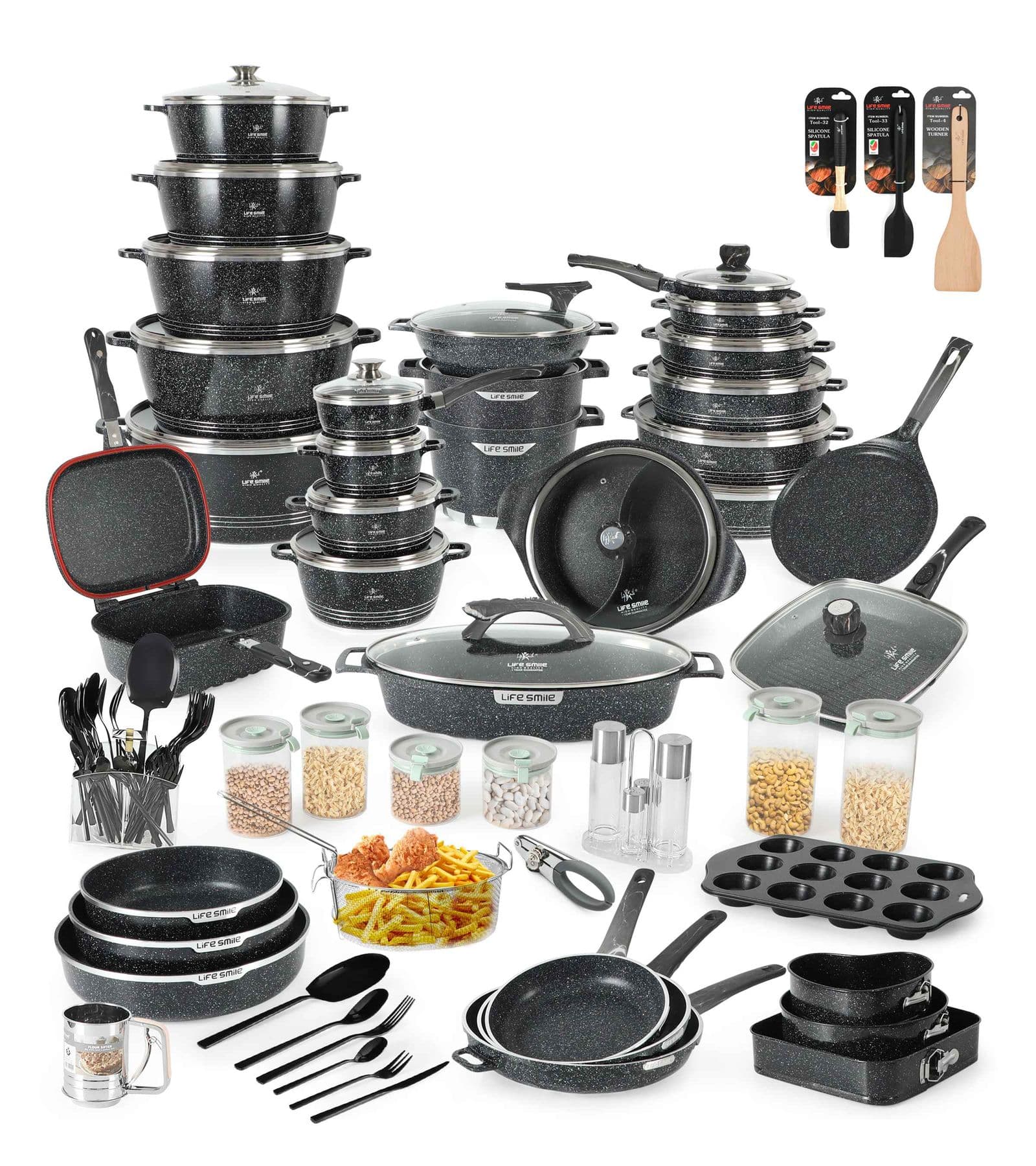 🔥（Buy 1 Get 1 Free）Cookware Set 134 Pieces Complete Kitchenware Set for Cooking‼️