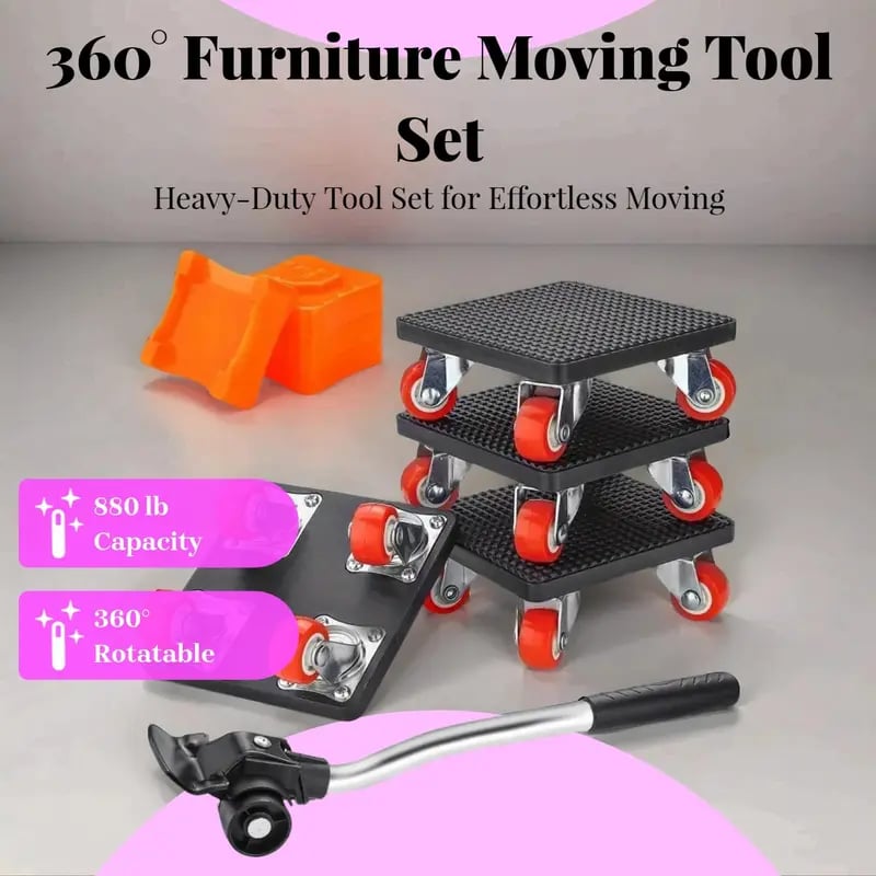 💪 Heavy-Duty 360° Furniture Moving Tool Set – Lift & Slide furniture up to 1100 lbs effortlessly!