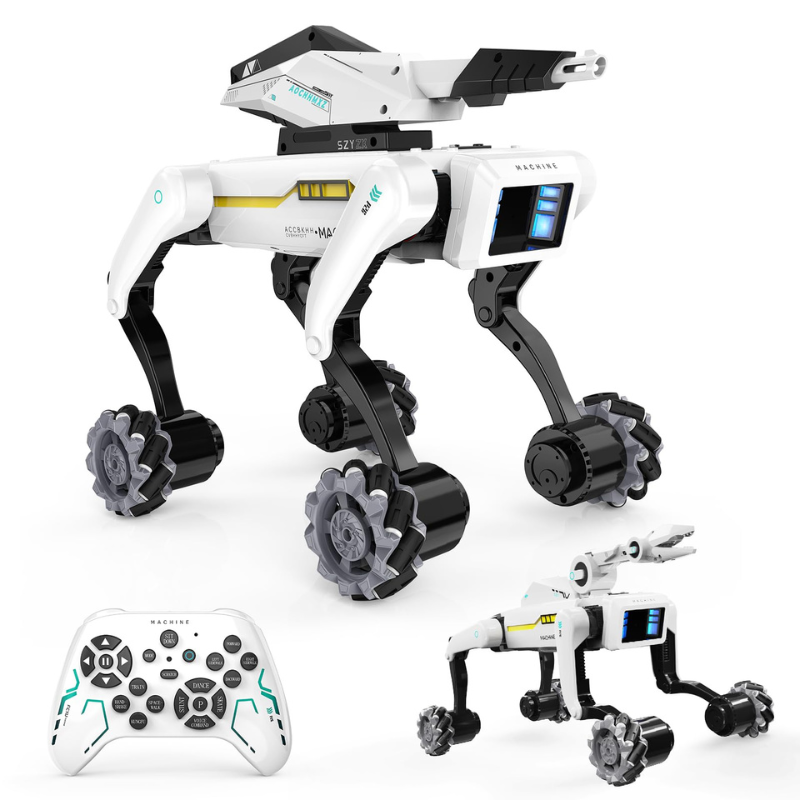 🎉New Year Mega Sale💥3 in 1 Robot Dog with Wheels Kit, 30+ Bionic Actions, Voice & Remote Control, Programmable Moves, Rechargeable Battery, All-Terrain Stunt Pet Toy for Kids(Removable Claw & Cannon)
