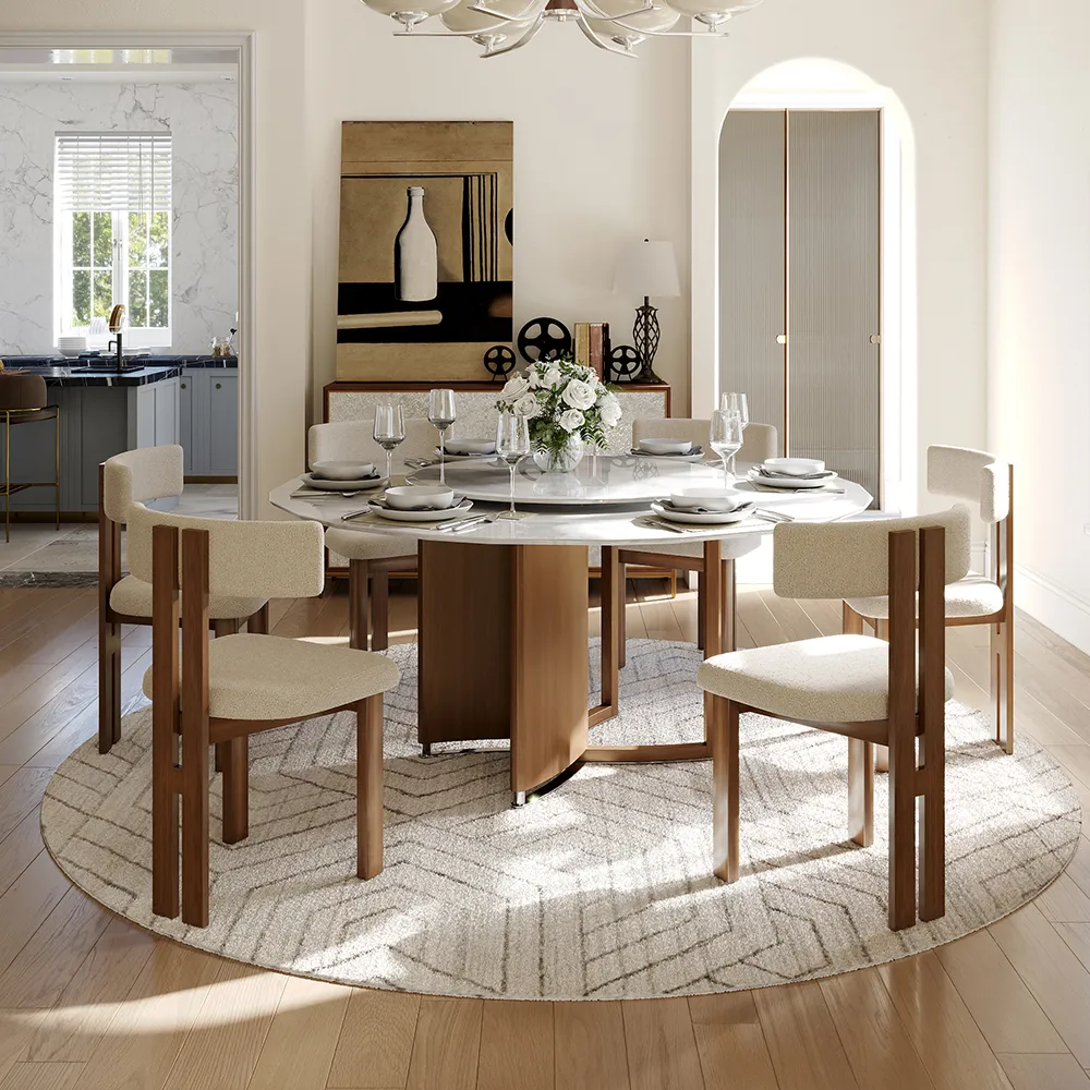 ⏰CLEARANCE SALE!⏰59"Modern Faux Marble Round Dining Table for 6 with Lazy Susan