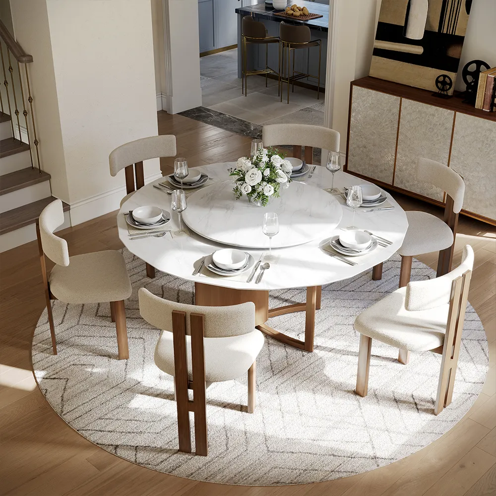 ⏰CLEARANCE SALE!⏰59"Modern Faux Marble Round Dining Table for 6 with Lazy Susan