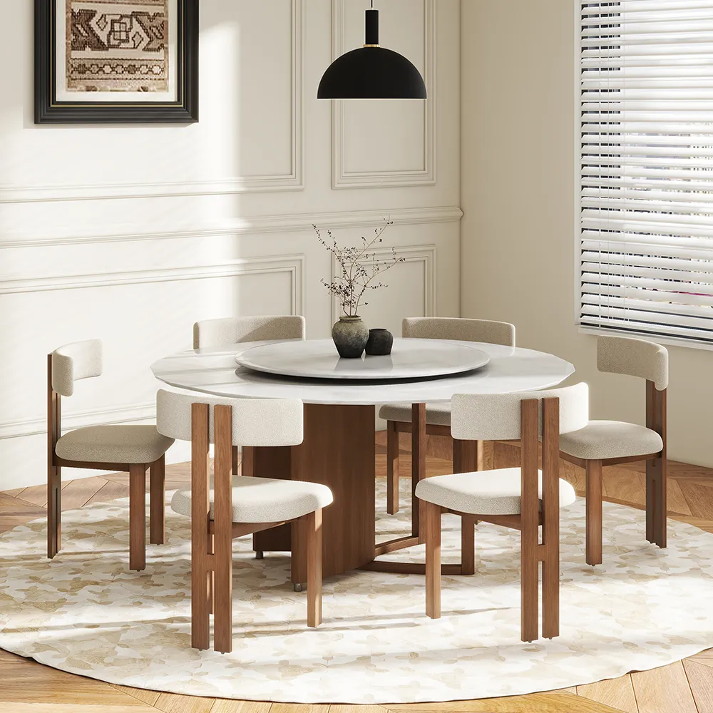 ⏰CLEARANCE SALE!⏰59"Modern Faux Marble Round Dining Table for 6 with Lazy Susan