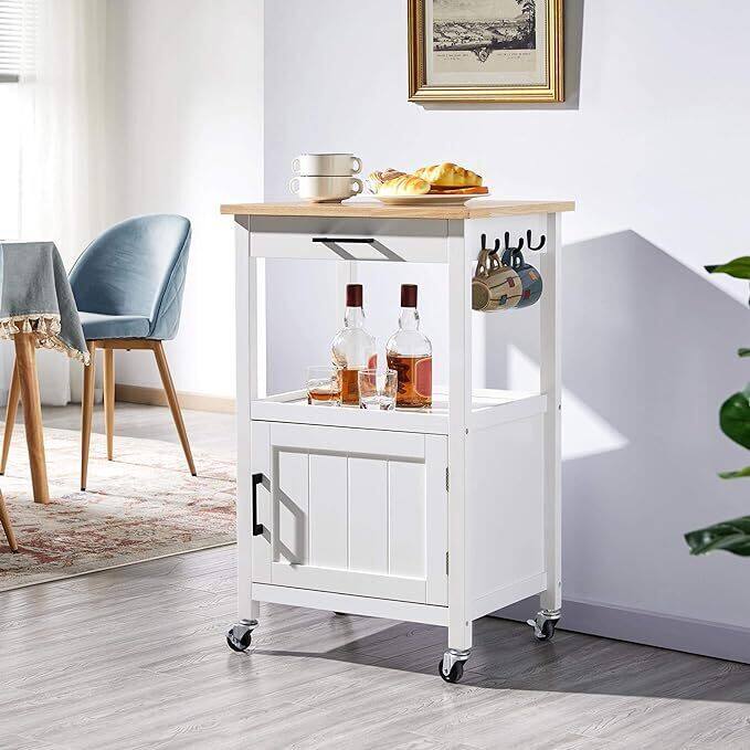 Mobile wooden cart