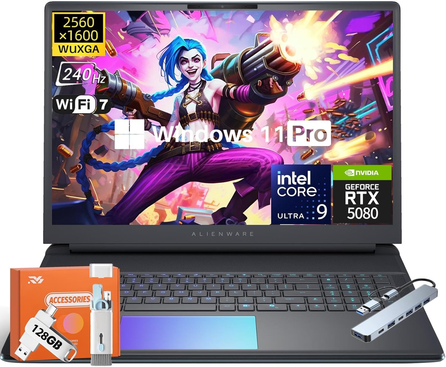 Alienware 16 Area-51 Gaming Laptop, RTX 5080 16GB GDDR7, Intel 24-Core Ultra 9 275HX (5.4GHz), 16" QHD+ 240Hz 500Nits Display, 64 GB DDR5, 4 TB SSD, Wi-Fi 7, 4K Camera, Win11 Pro, RGB Keyboard