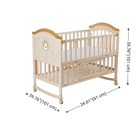Wood Baby Crib/Cot cum Rocker, Extended bed (0-8 years), Playpen and Desk with Mattress & Net