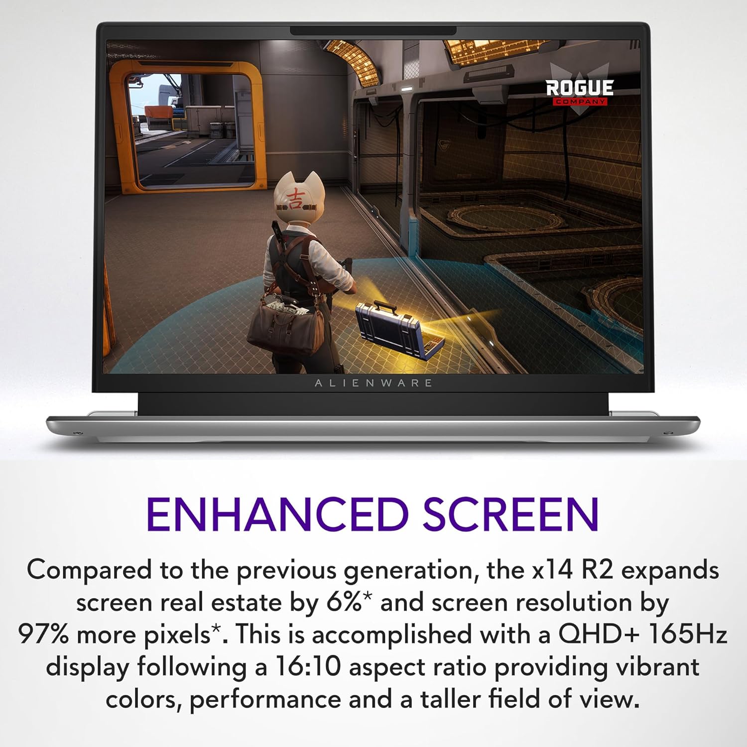 Alienware x14 R2 Gaming Laptop 14" QHD+ 165Hz G-Sync, Intel Core i7-13620H, NVIDIA GeForce RTX 4060 8GB, 32GB RAM, 1TB SSD, Windows 11 Home, AlienFX Backlit US Keyboard, Lunar Silver
