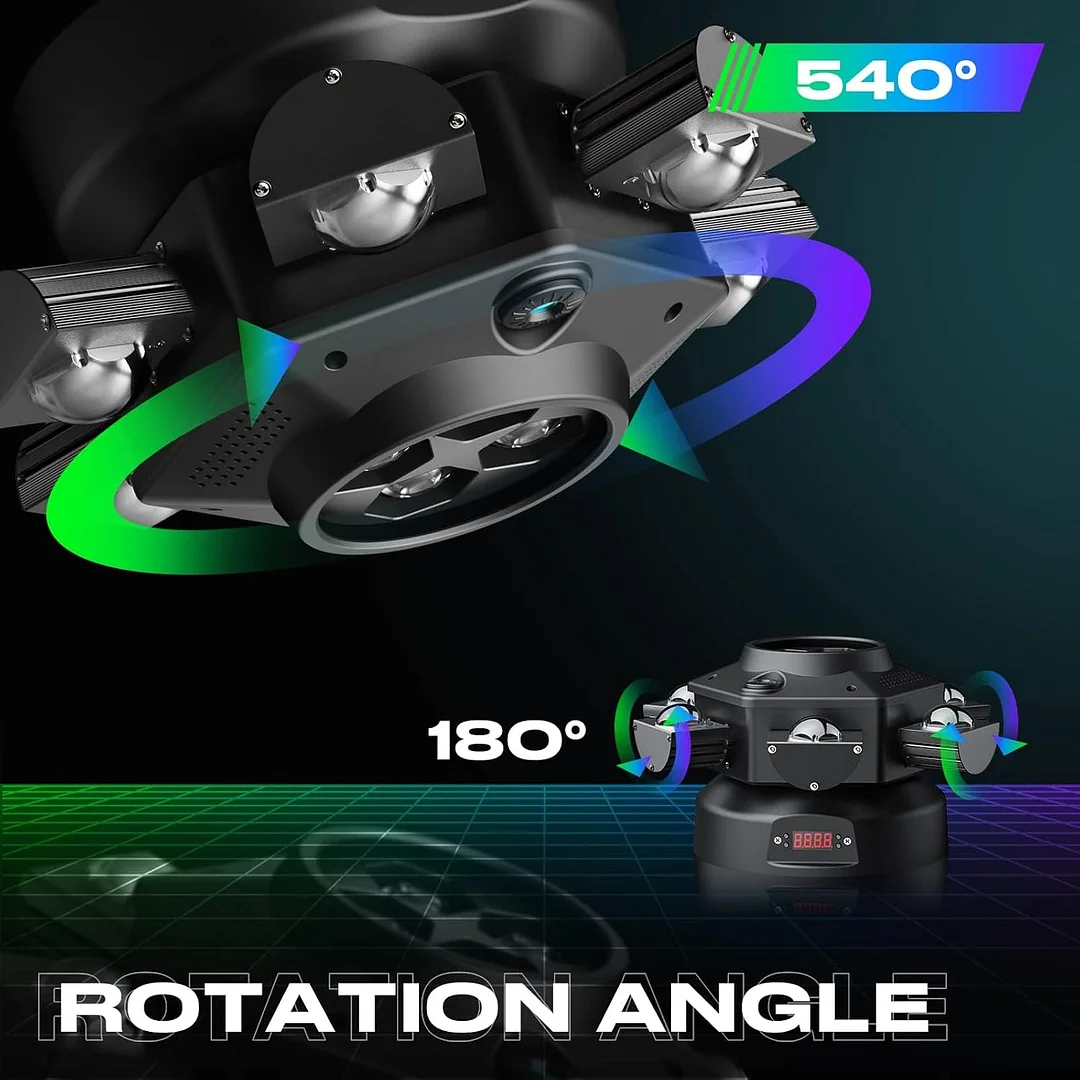 🎁150W RGBW Moving Head DJ Lights with 6 Arms, DMX & Sound Activation for Parties & Events