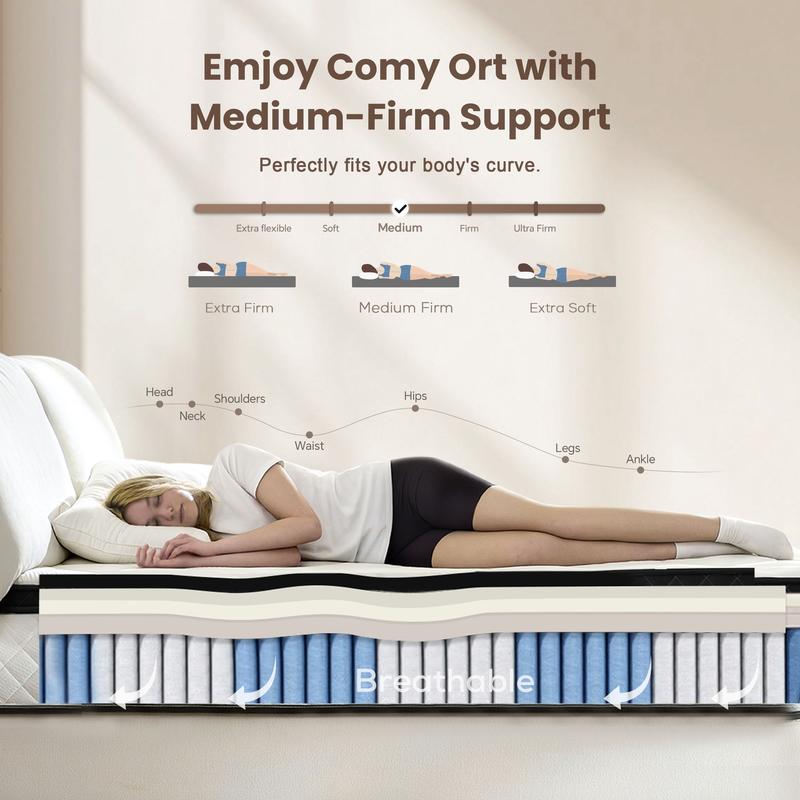 🎉Special Summer Offer!🛏️Mattress 10-12 Inch Hybrid Mattresses in a Box