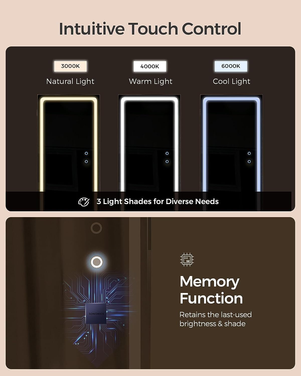 🎅Christmas Sale🎄360° rotating full-length mirrored cabinets with tri-color LED lights to illuminate every treasure💄💍💎