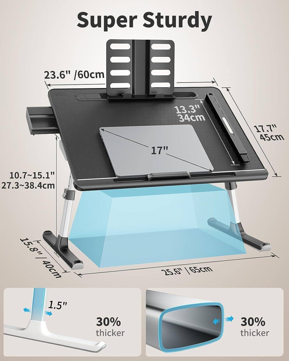 Laptop Bed Tray Desk with LED Desk Light