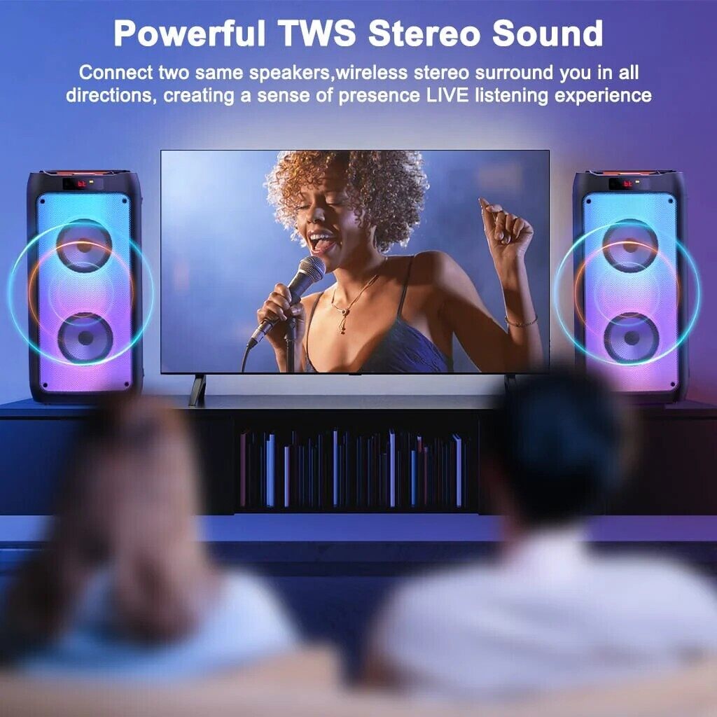 Deep Bass Karaoke Machine with 2 Mics and Lights