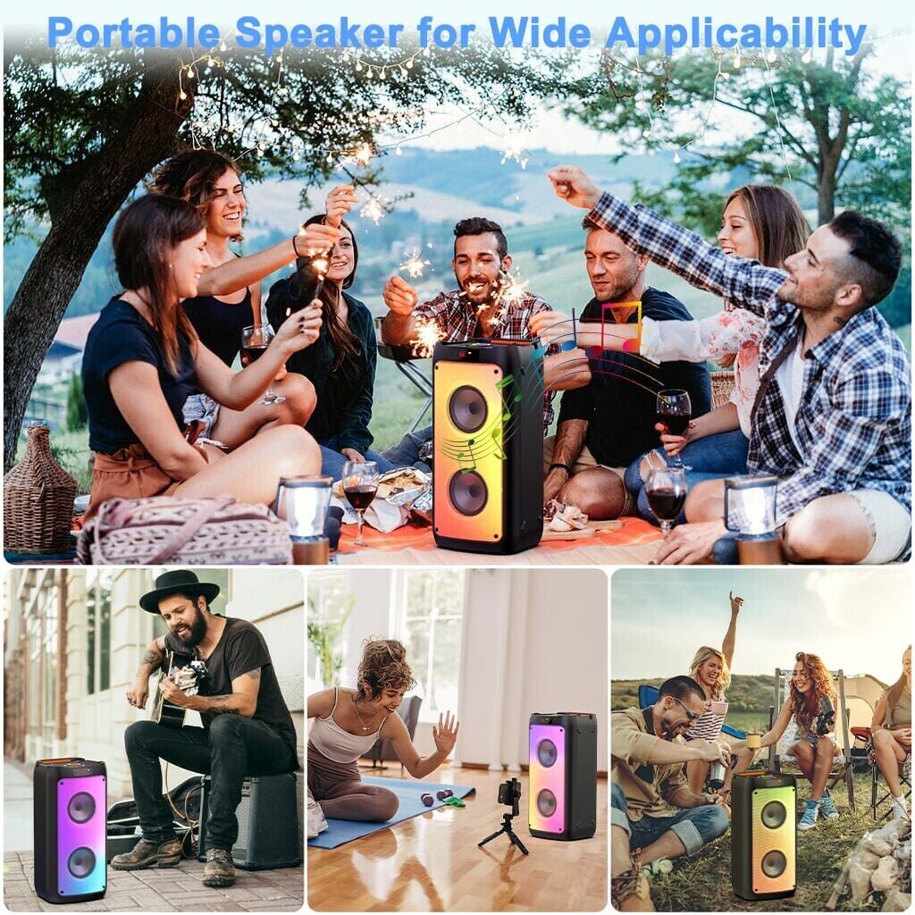 Deep Bass Karaoke Machine with 2 Mics and Lights