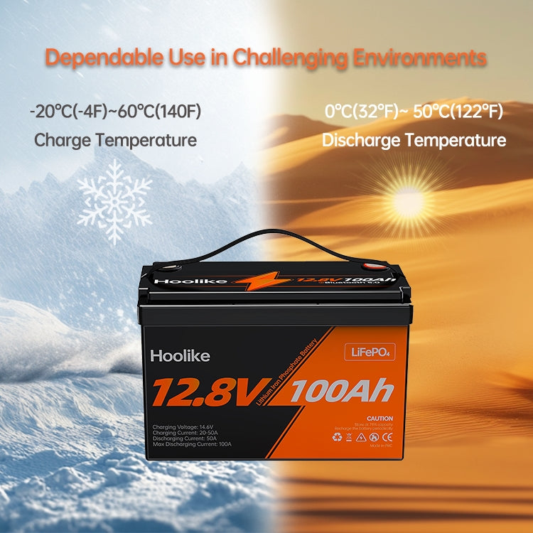 🔥LAST DAY 49.88% OFF🔥H00LIKE 12.8V 100Ah Lithium Iron Phosphate (LiFePO4) Battery