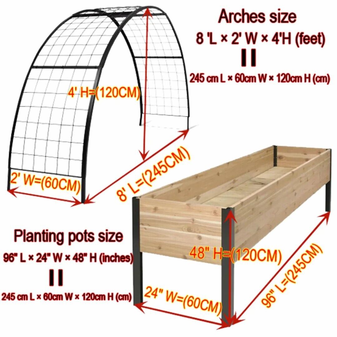 🌷Spring Clearance Sale ⚡ Limited Stock-Only $ 19.99 EACH🔥8' X 2' x 4' Self-Watering Eco-Stained Elevated Planter Box+ Arch Trellis