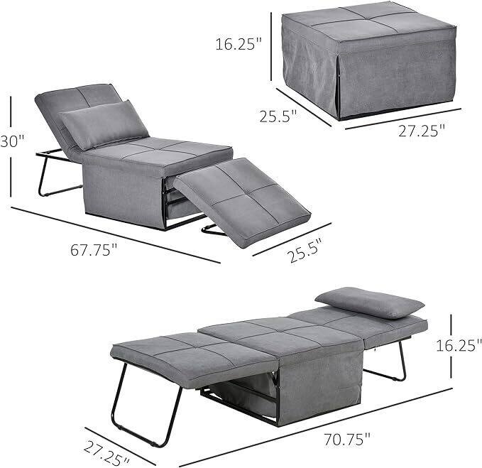 🔥4-in-1 Multi Function Folding Single Sofa Bed🔥