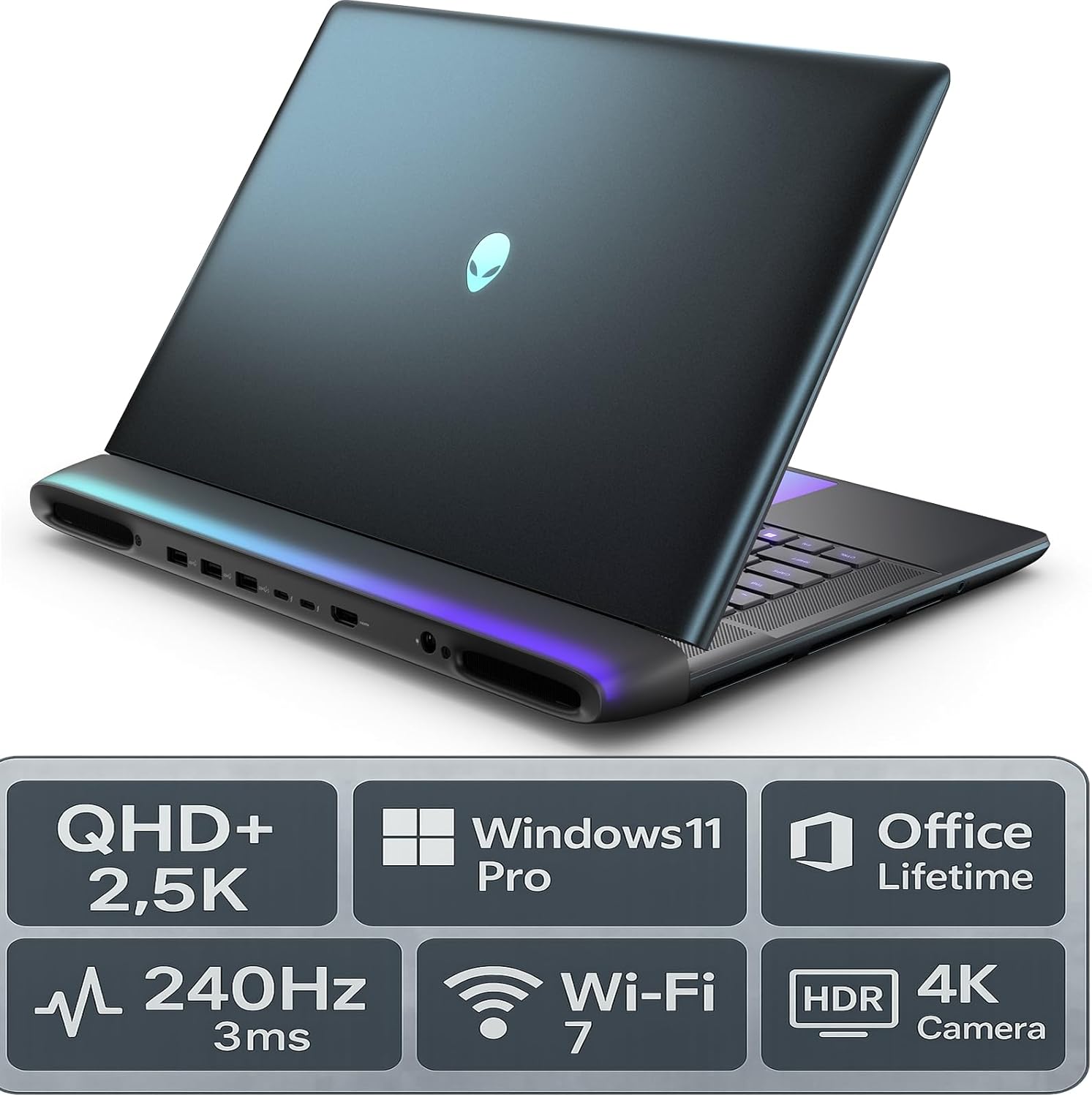 Alienware 16 Area-51 Gaming Laptop - Ultra 9 275HX (24-Core, Up to 5.4GHz), GeForce RTX 5080, 16" QHD+ 240Hz, Backlit KB, 16GB GDDR7, Wins 11 Pro, Office License, w/DVD Drive(64GB DDR5, 1TB SSD)