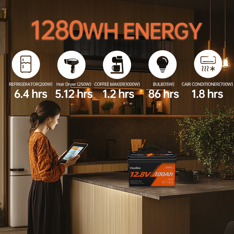 🔥LAST DAY 49.88% OFF🔥H00LIKE 12.8V 100Ah Lithium Iron Phosphate (LiFePO4) Battery