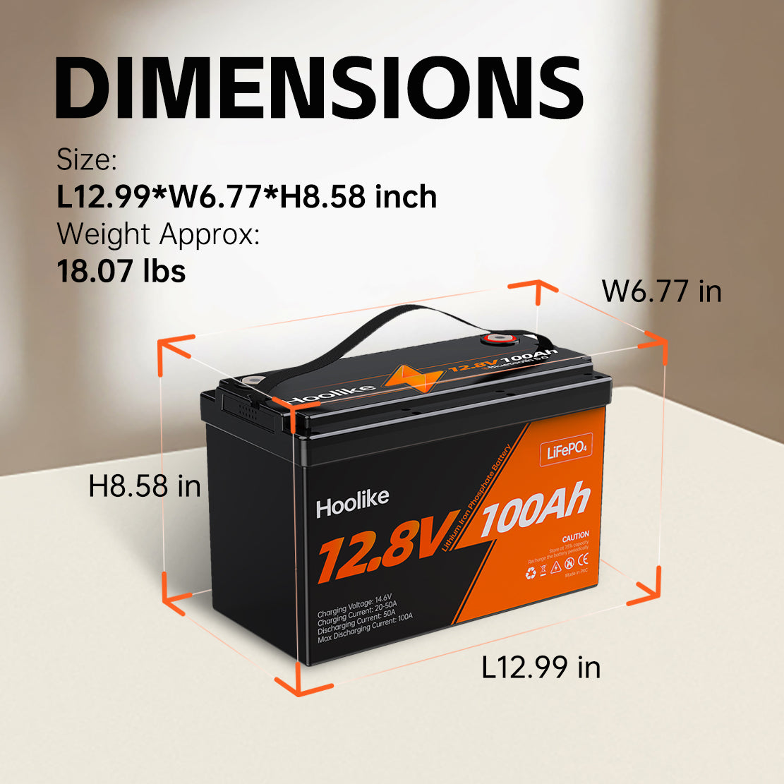🔥LAST DAY 49.88% OFF🔥H00LIKE 12.8V 100Ah Lithium Iron Phosphate (LiFePO4) Battery