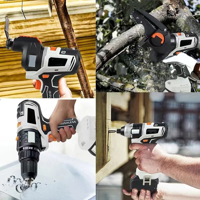 10 in 1 Brushless Multifunctional Tools Impact Drill Cordless DIY Reciprocating Saw Sander Chainsaw 🎉