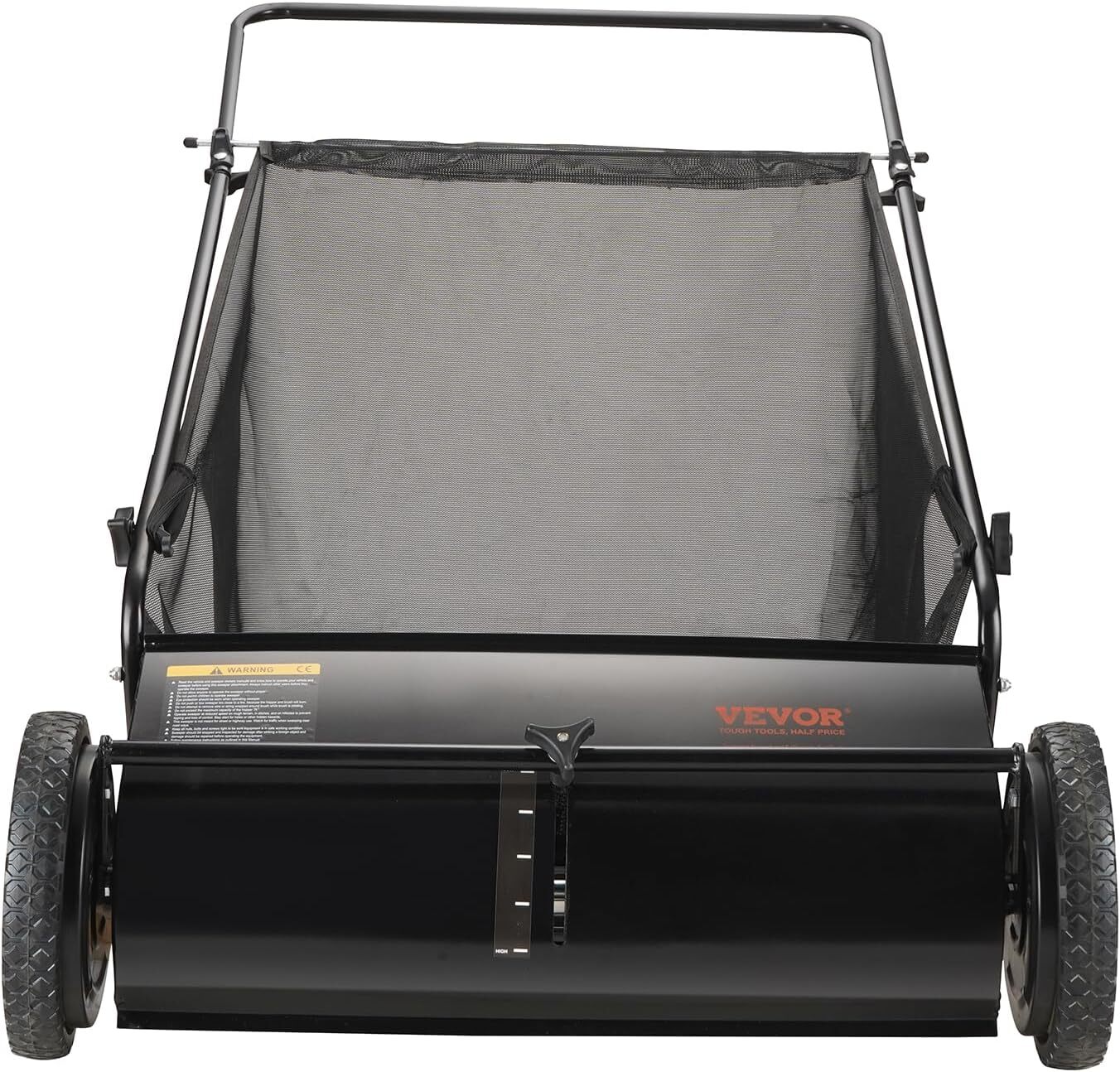 Push Lawn Sweeper, 26 Inch Leaf & Grass Collector, Strong Rubber Wheels & Heavy Duty Thickened Steel Durable to Use with Large Capacity 7 ft3 Mesh Collection Bag, 4 Spinning Brushes