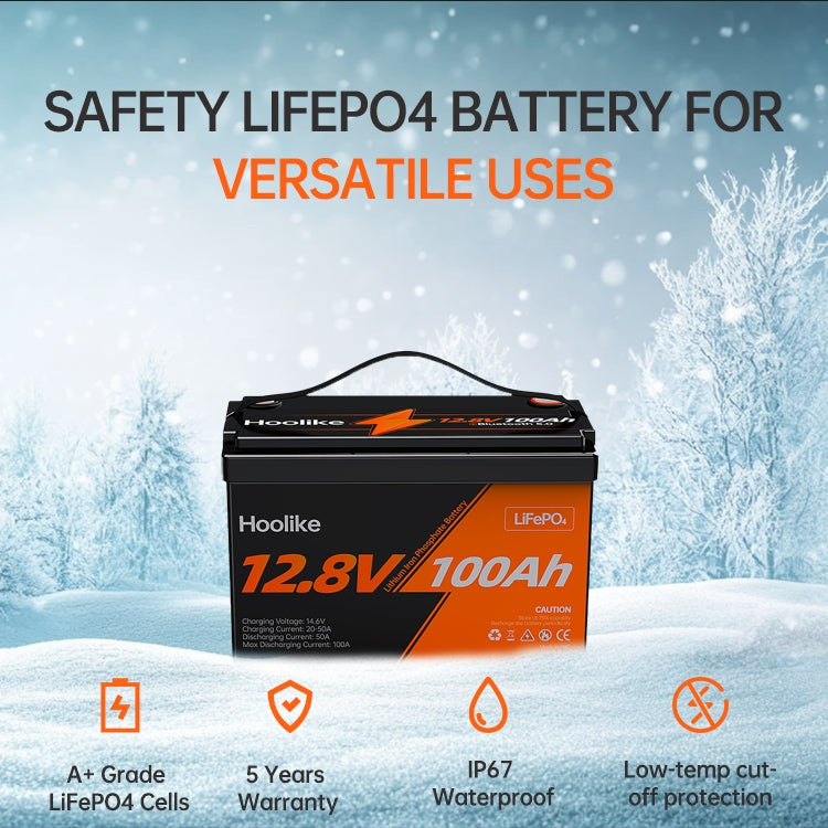 🔥LAST DAY 49.88% OFF🔥H00LIKE 12.8V 100Ah Lithium Iron Phosphate (LiFePO4) Battery