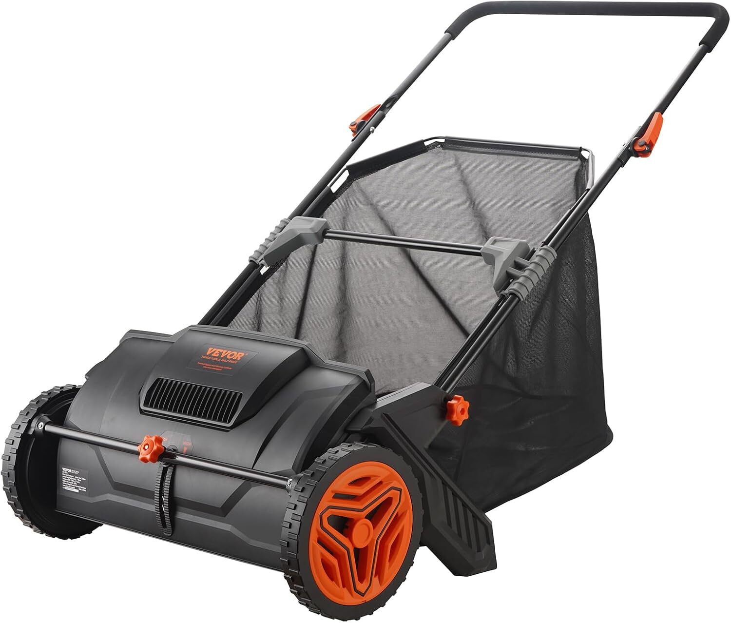 Push Lawn Sweeper, 26 Inch Leaf & Grass Collector, Strong Rubber Wheels & Heavy Duty Thickened Steel Durable to Use with Large Capacity 7 ft3 Mesh Collection Bag, 4 Spinning Brushes