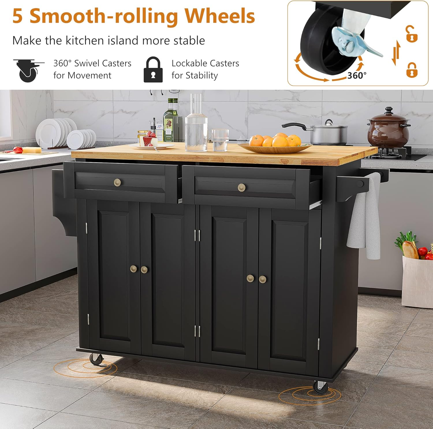 🔥 Multi functional solid wood countertop kitchen island dining table ✨