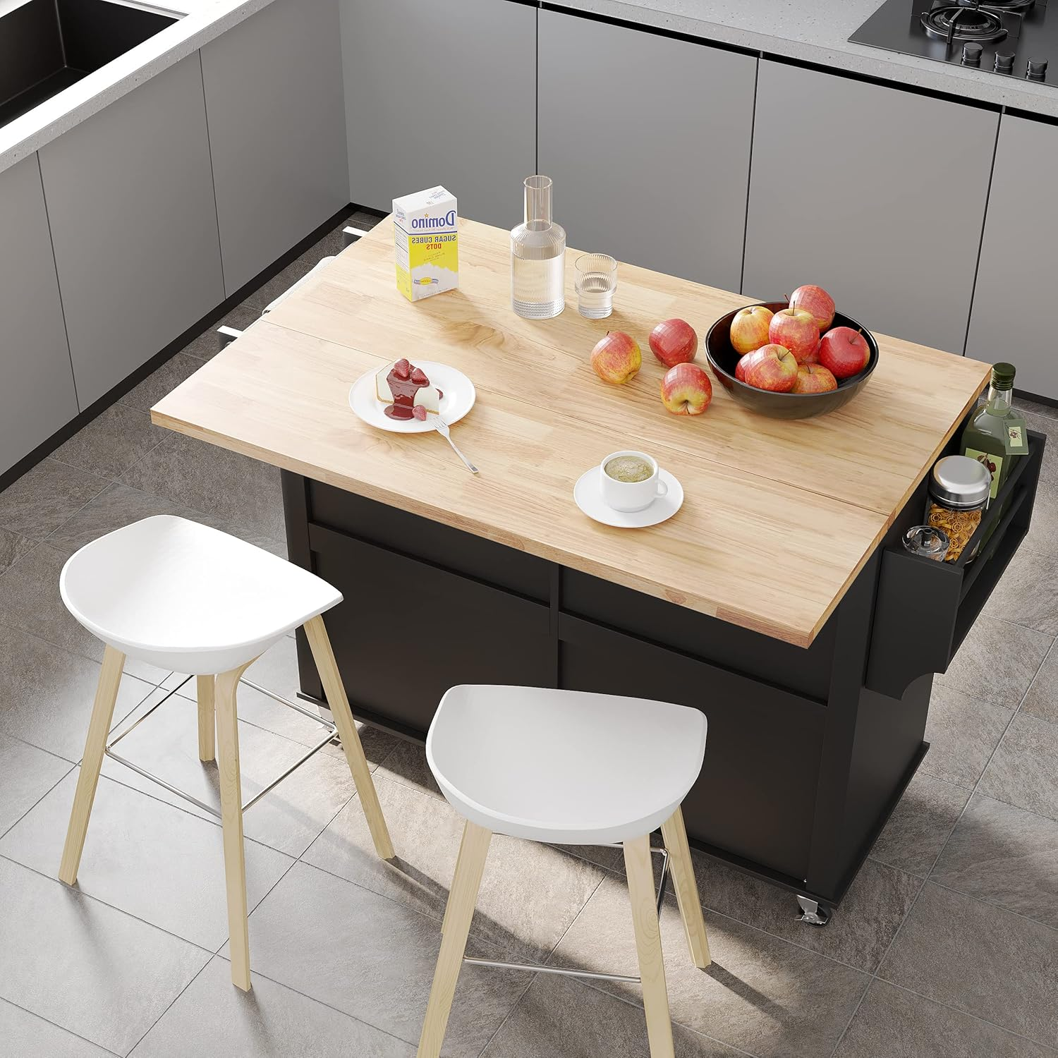 🔥 Multi functional solid wood countertop kitchen island dining table ✨