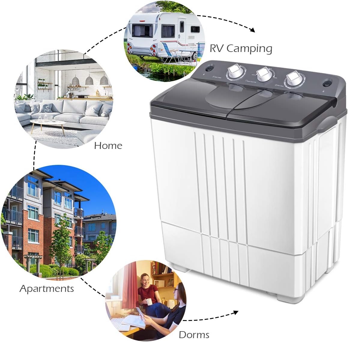 💥Super Deal💥Portable Washing Machine, 20lb Capacity Combo Compact