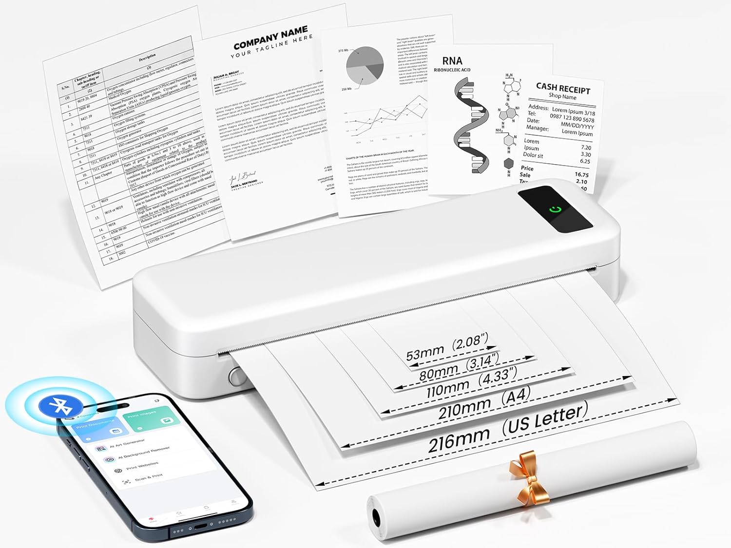 Buy One Get One Free🎁Portable Wireless Travel Printer, Inkless Thermal Printer Compatible with iPhone Android Laptop